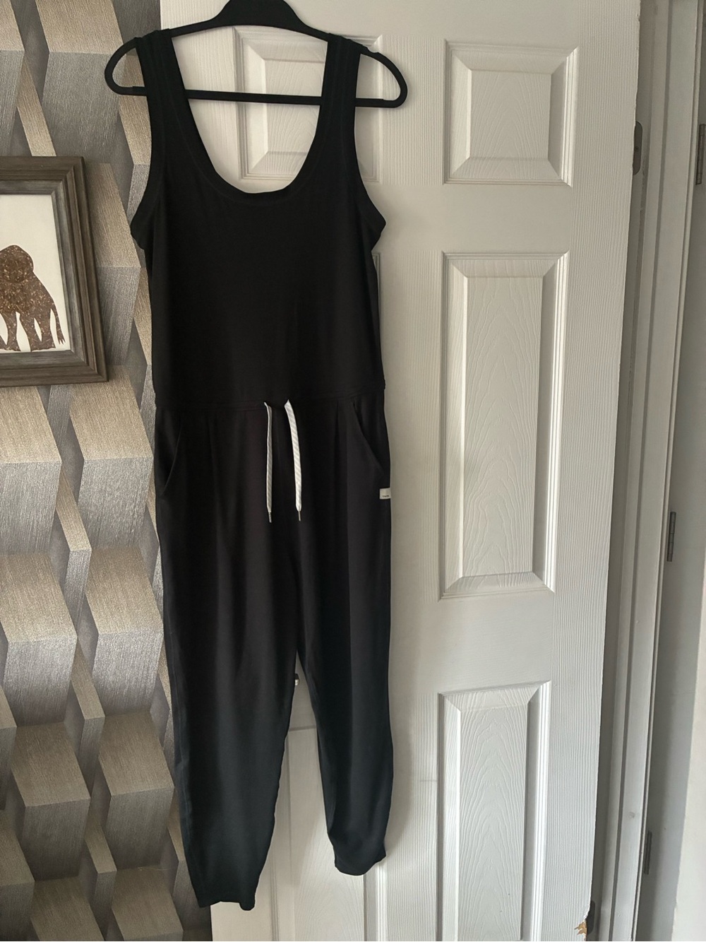 Vuori Black Sleeveless Drawstring Romper